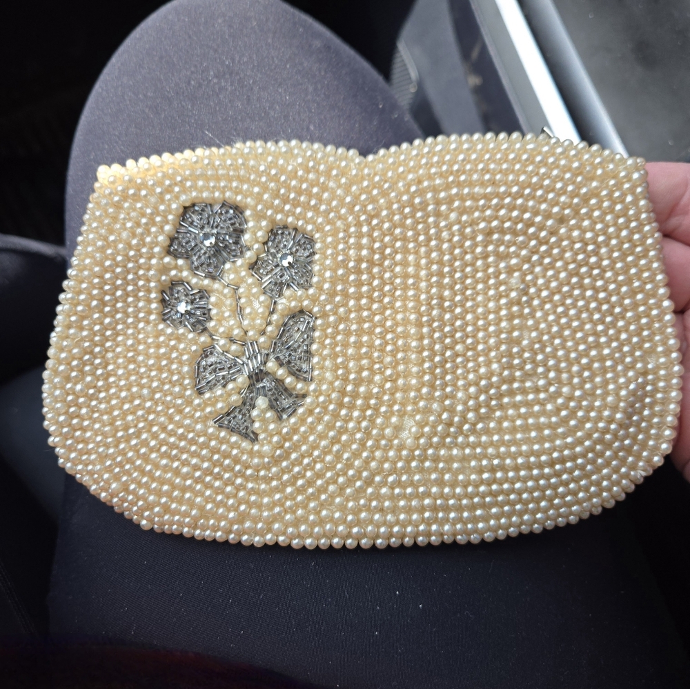 Vintage Glass Bead Pearl Evening Clutch Bag made in Japan Sharonee Bag N…